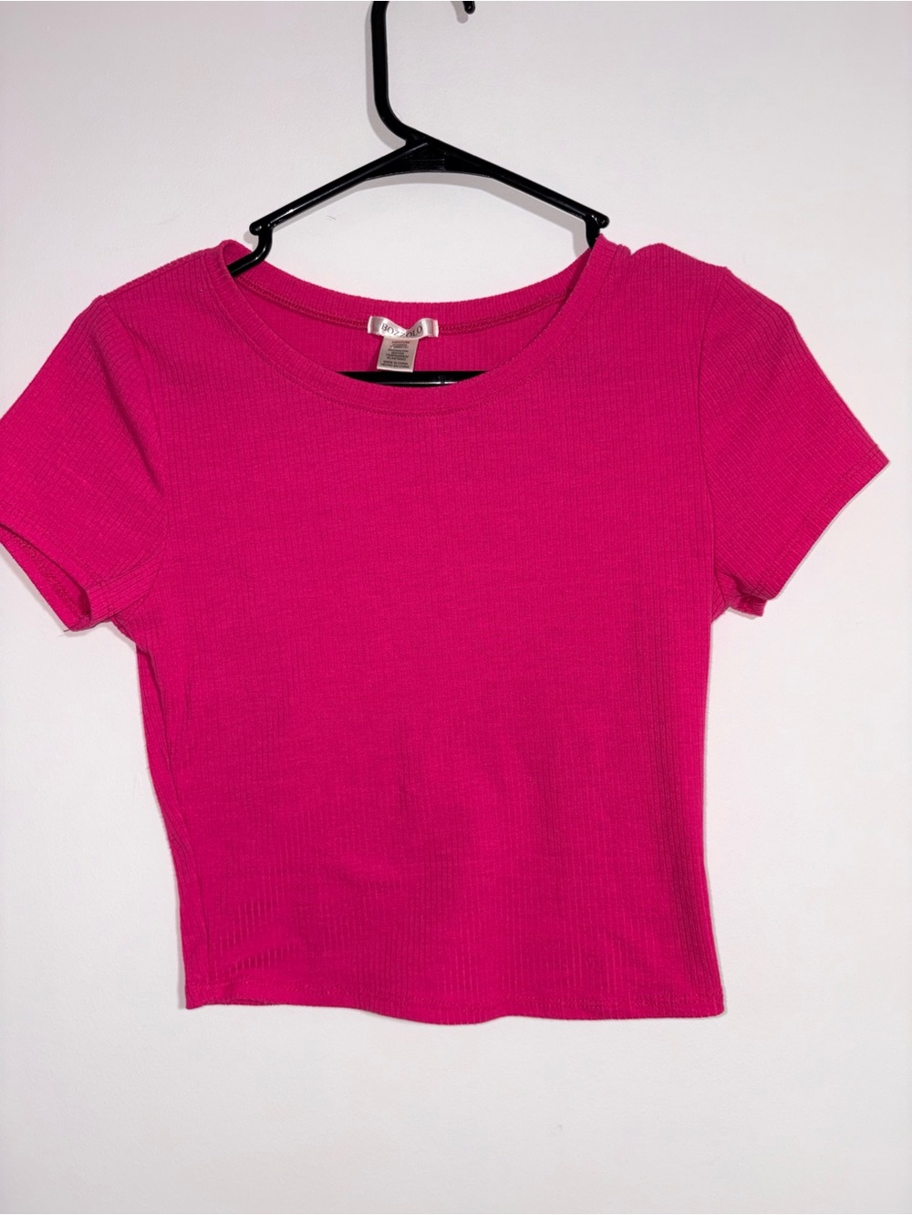 Bozzolo Ribbed Crop Tee - Fuchsia Pink